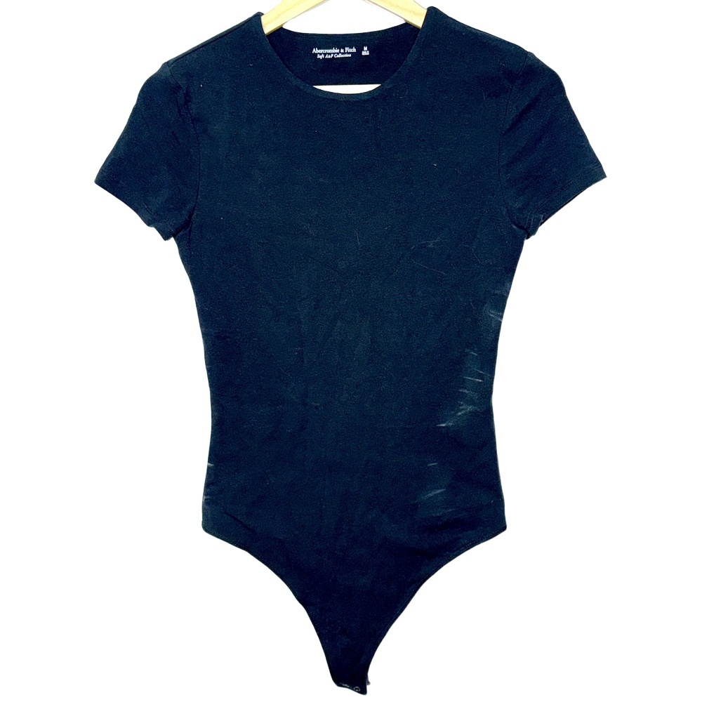 Abercrombie & Fitch Soft AF Black Cotton Crew Neck Short Sleeve Bodysuit Size M